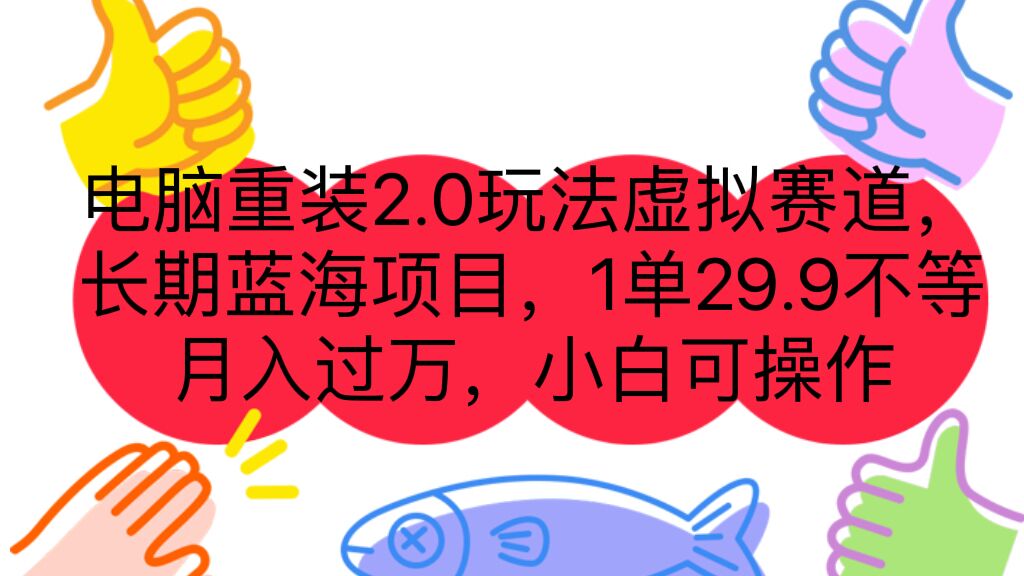 电脑重装2.0玩法虚拟赛道，长期蓝海项目 一单29.9不等 月入过万 小白可操作-源码网
