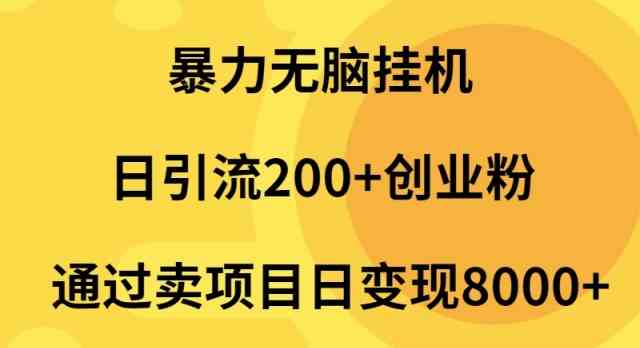 （9788期）暴力无脑挂机日引流200+创业粉通过卖项目日变现2000+-源码网
