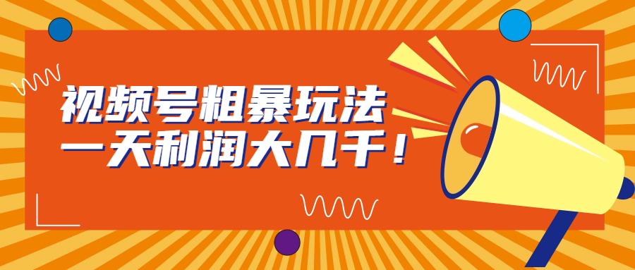 视频号粗暴玩法，一天利润大几千！-源码网