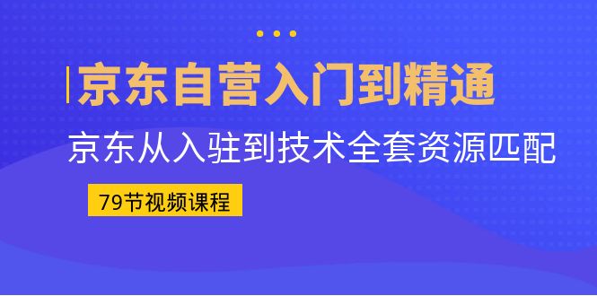 京东自营入门到精通：京东从入驻到技术全套资源匹配（79节课）-源码网
