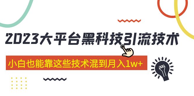价值4899的2023大平台黑科技引流技术 小白也能靠这些技术混到月入1w+29节课-源码网