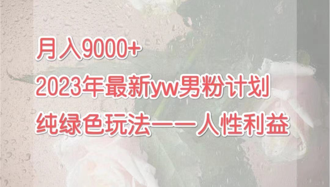 月入9000+2023年9月最新yw男粉计划绿色玩法——人性之利益-源码网