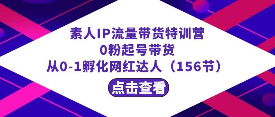 繁星·计划素人IP流量带货特训营：0粉起号带货 从0-1孵化网红达人（156节）-源码网