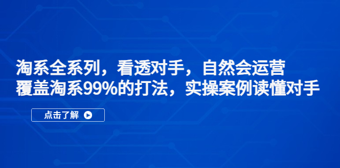 淘系全系列，看透对手，自然会运营，覆盖淘系99%·打法，实操案例读懂对手-源码网