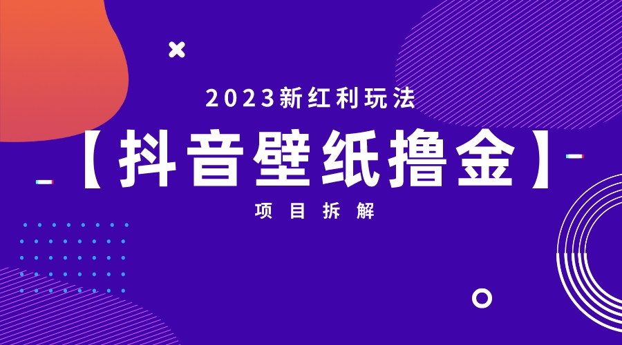 2023新红利玩法：抖音壁纸撸金项目-源码网