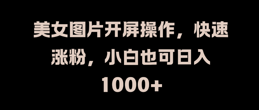 美女图片开屏操作，快速涨粉，小白也可日入1000+-源码网