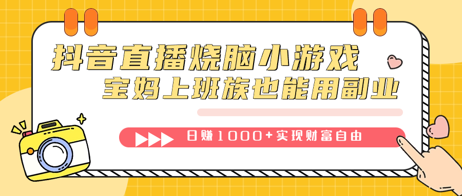 抖音直播烧脑小游戏，不需要找话题聊天，宝妈上班族也能用副业日赚1000+-源码网
