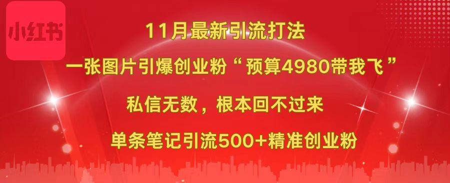 小红书11月最新图片打法，一张图片引爆创业粉“预算4980带我飞”，私信无数，根本回不过来，单条笔记引流500+精准创业粉-源码网