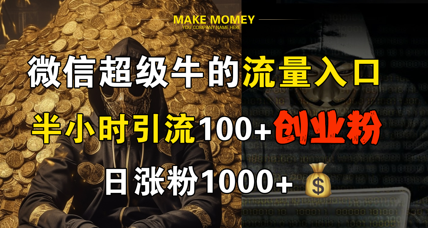 微信超级牛的流量入口，半小时引流100+创业粉，日涨粉1000+-源码网