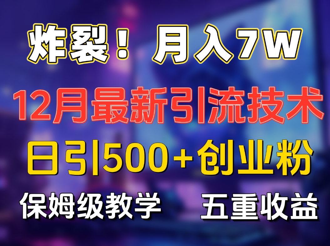 炸裂!月入7W+揭秘12月最新日引流500+精准创业粉,多重收益保姆级教学-源码网