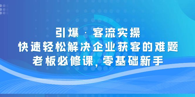 引爆·客流实操：快速轻松解决企业获客的难题，老板必修课，零基础新手-源码网