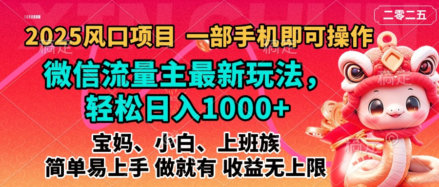 2025蓝海风口项目，微信流量主最新玩法，轻松日入1000+，简单易上手，做就有 收益无上限-源码网