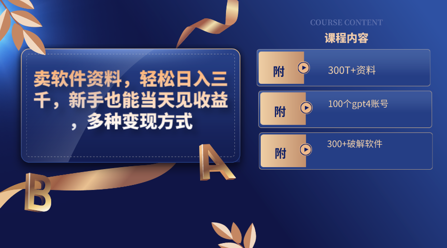 卖软件资料，轻松日入三千，新手也能当天见收益，多种变现方式-源码网