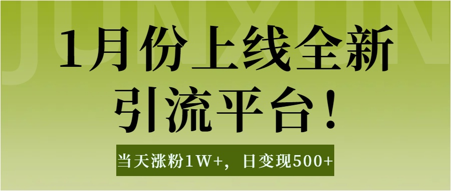 1月上线全新引流平台，当天涨粉1W+，日变现500+工具无脑涨粉，解放双手操作简单-源码网