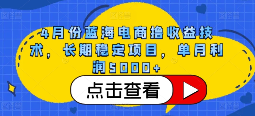 4月份蓝海电商撸收益技术，长期稳定项目，单月利润5000+-源码网